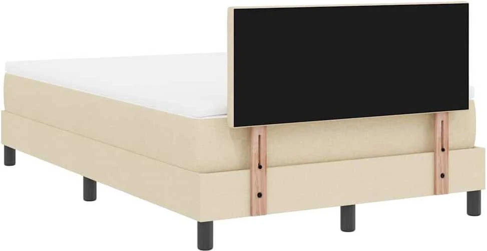Kiemas lova su LED juostelėmis Kreminė 120 x 190 cm audinys