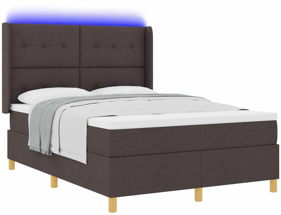 Kiemas lova su LED juostelėmis Ruda 140 x 190 cm audinys