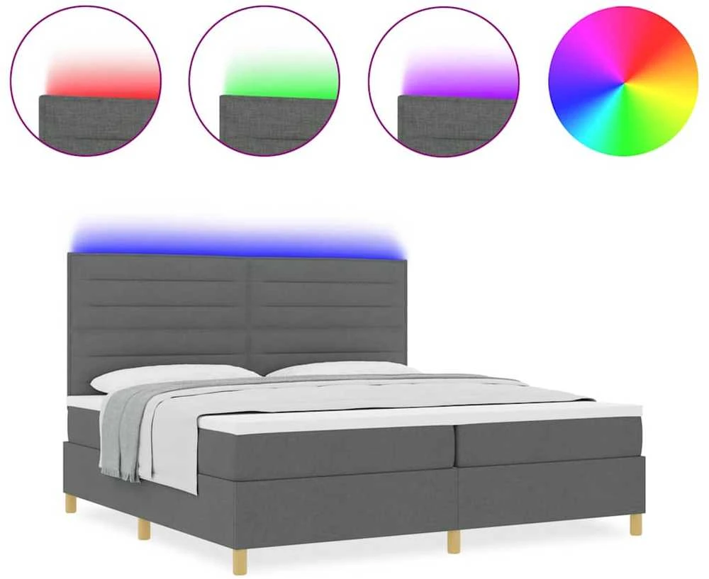 LED Čiužinio Lova Tamsiai pilka 200 x 200 cm audinys