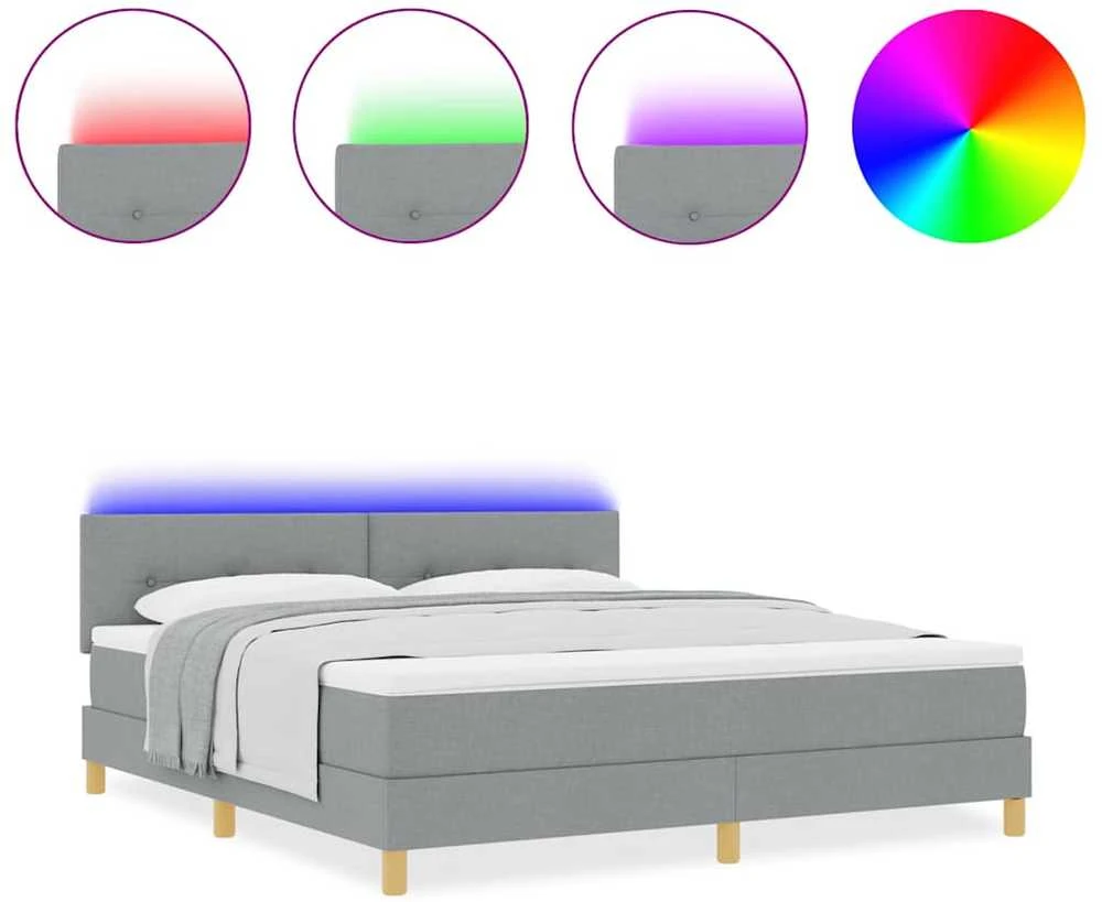 LED Čiužinio Lova Šviesiai pilka 180 x 200 cm audinys