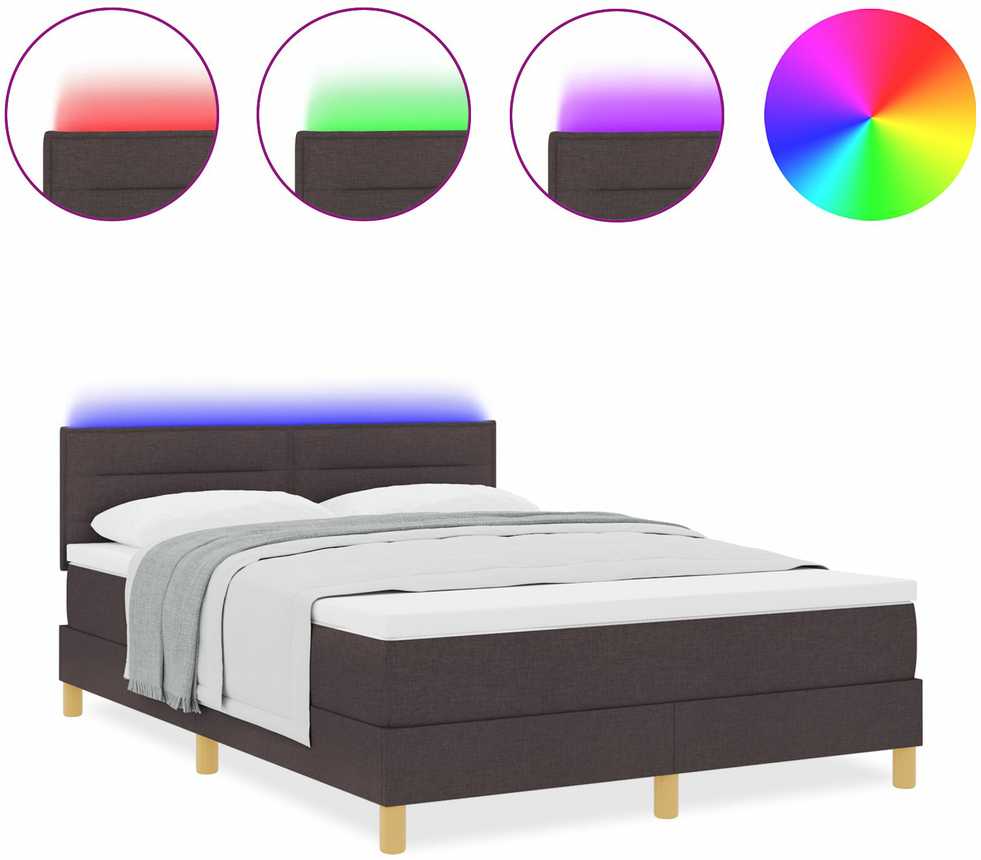 LED Čiužinio Lova Tamsiai rudas 140 x 190 cm audinys