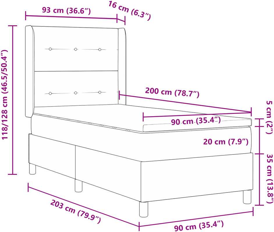 Kiemas lova su galvūgalio Mėlyna 90 x 200 cm audinys