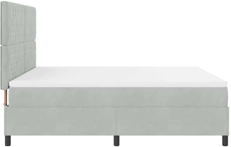 Kiemas lova su čiužiniu Šviesiai pilka 180 x 200 cm Aksomas