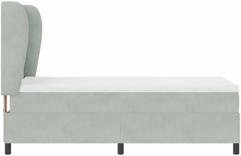 Kiemas lova su galvūgalio Šviesiai pilka 200 x 90 cm Aksomas
