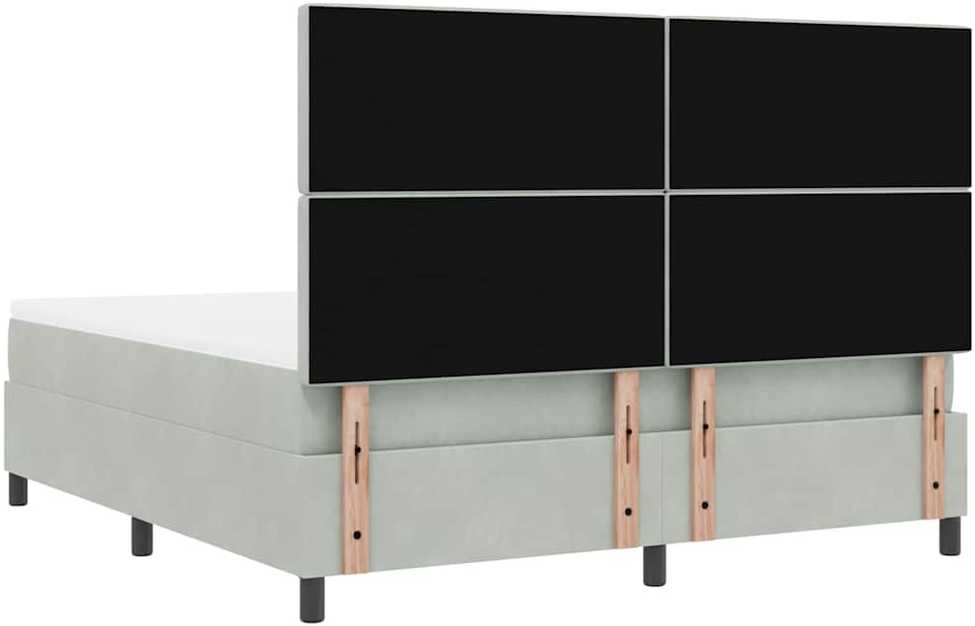 Kiemas lova su čiužiniu Šviesiai pilka 180 x 200 cm Aksomas