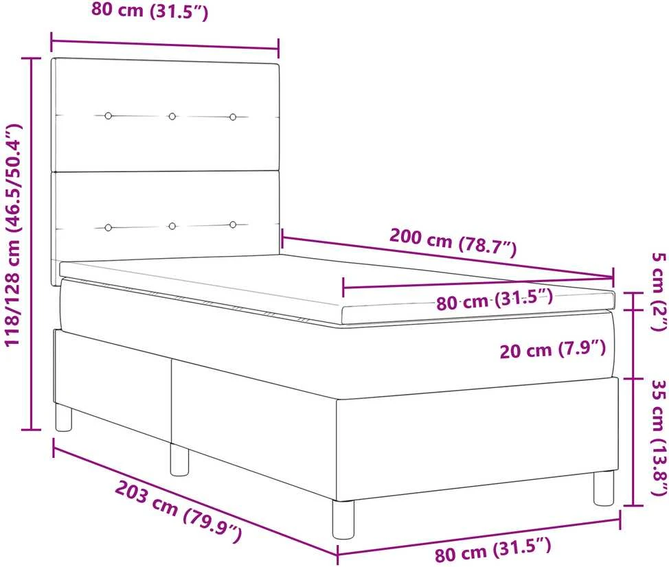 Kiemas lova su galvūgalio Tamsiai pilka 80 x 200 cm Aksomas