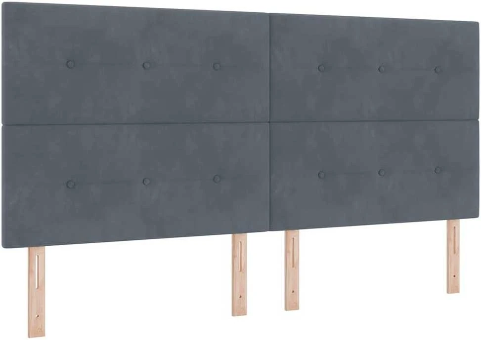 Kiemas lova su galvūgalio Tamsiai pilka 200 x 200 cm Aksomas