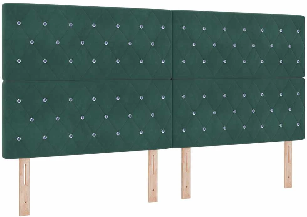 Kiemas lova su čiužiniu Tamsiai žalia 200 x 200 cm Aksomas