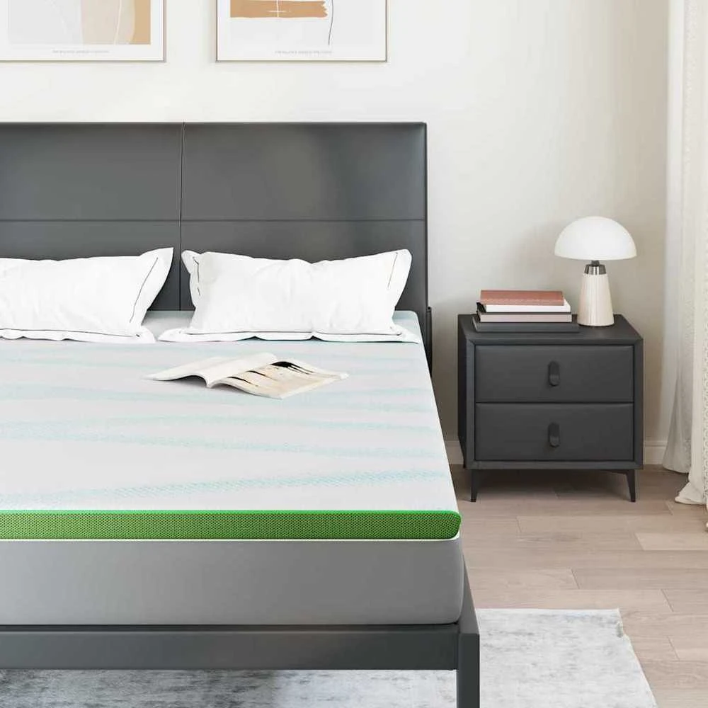Čiužinys Čiužinio papildymas Balta ir žalia 140 x 200 cm Žakardo audinys