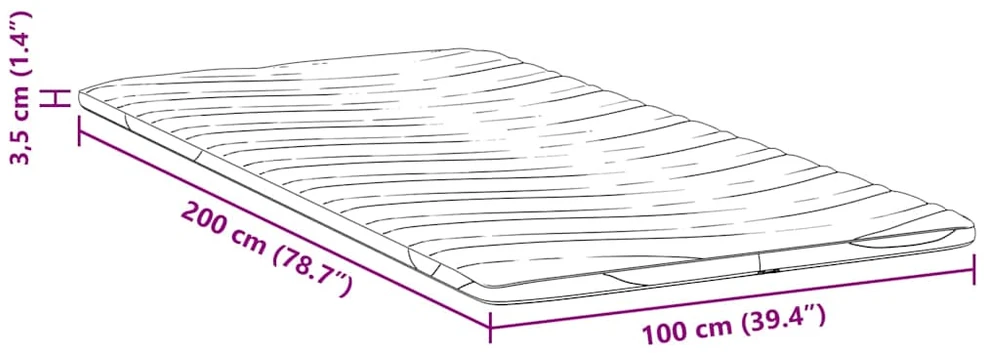 Čiužinio papildymas 100 x 200 cm storio Megztas audinys Balta