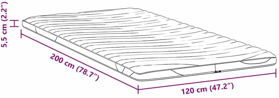 Čiužinio papildymas 120 x 200 cm storio Megztas audinys Balta