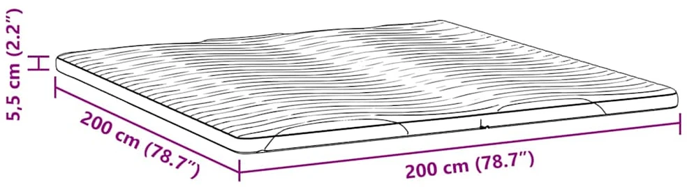Čiužinio papildymas 200 x 200 cm storio Megztas audinys Balta
