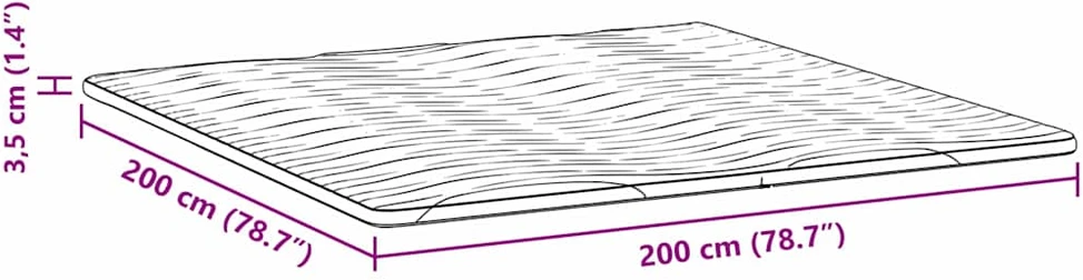 Čiužinio papildymas 200 x 200 cm storio Megztas audinys Balta
