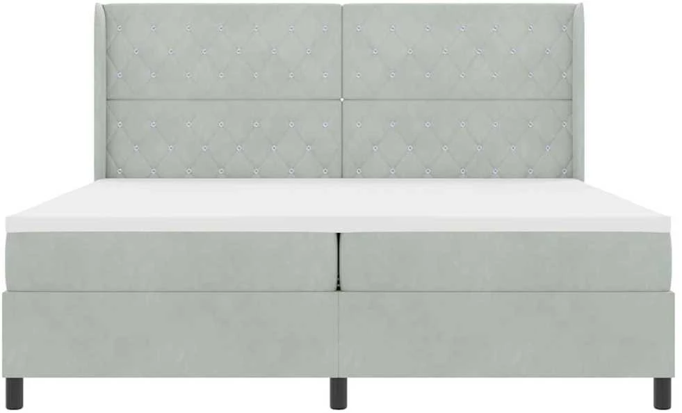 Kiemas lova su čiužiniu Šviesiai pilka 200 x 200 cm Aksomas