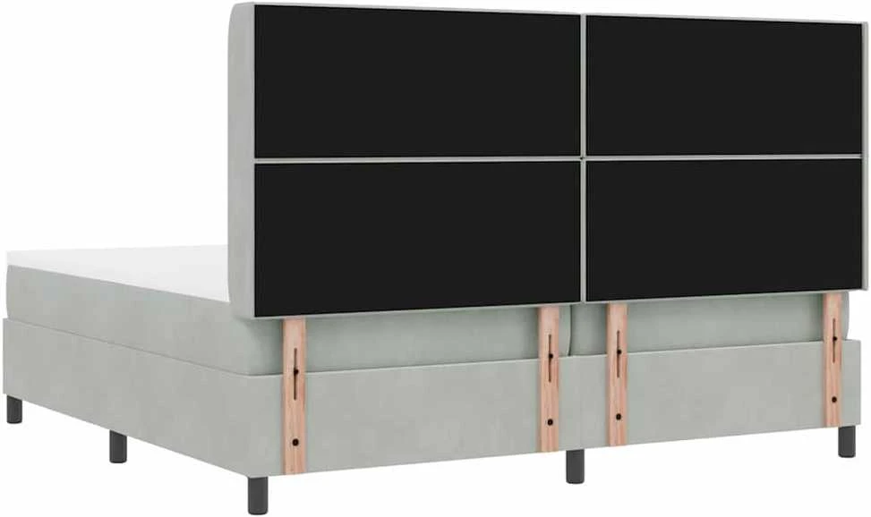 Kiemas lova su čiužiniu Šviesiai pilka 200 x 200 cm Aksomas