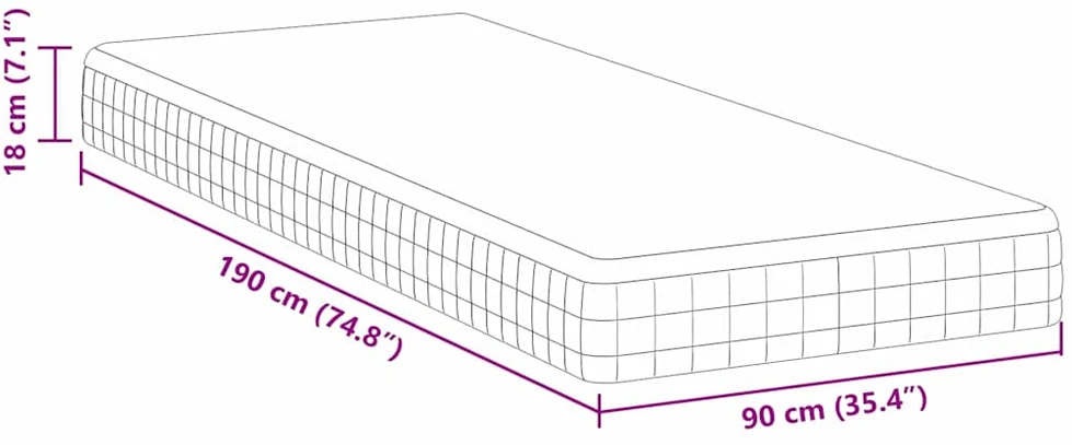 Čiužinys Vidutinio minkštumo 90 x 190 cm Balta ir pilka