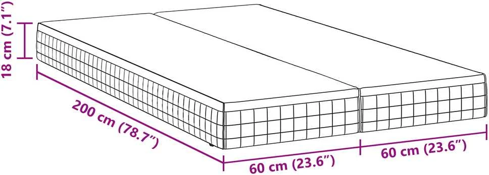 Čiužinys 2 vnt. Vidutinio minkštumo 60 x 200 cm Balta ir pilka