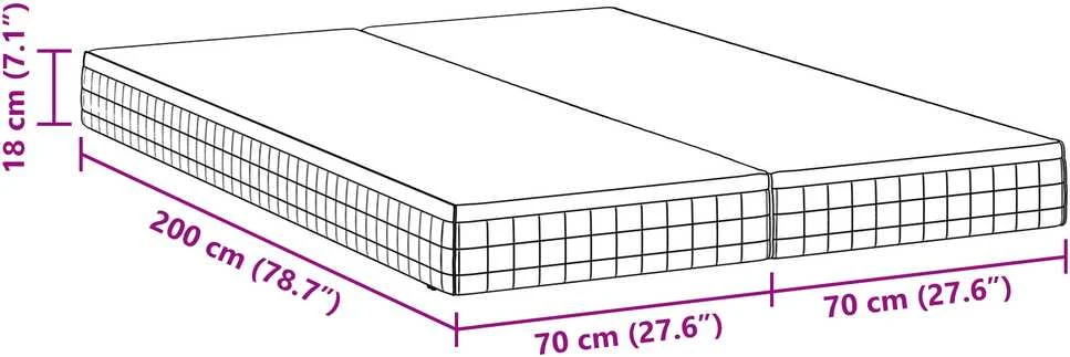 Čiužinys 2 vnt. Vidutinio minkštumo 70 x 200 cm Balta ir pilka