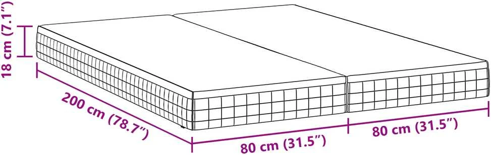 Čiužinys 2 vnt. Vidutinio minkštumo 80 x 200 cm Balta ir pilka