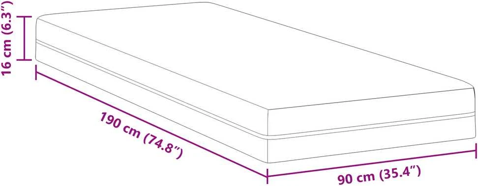 „Memory Foam“ čiužinys Vidutinis 90 x 190 cm Balta ir pilka