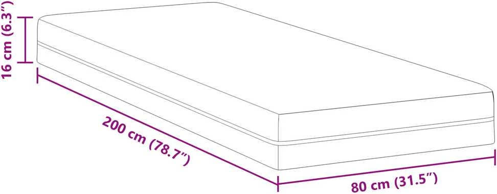 „Memory Foam“ čiužinys Vidutinis 80 x 200 cm Balta ir pilka
