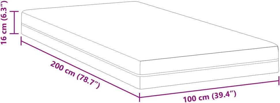 „Memory Foam“ čiužinys Vidutinis 100 x 200 cm Balta ir pilka