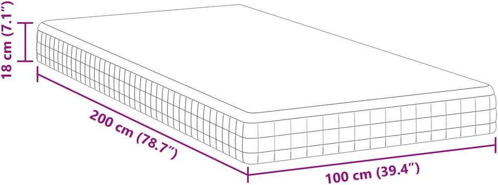 Čiužinys Vidutinio minkštumo 100 x 200 cm Balta ir pilka
