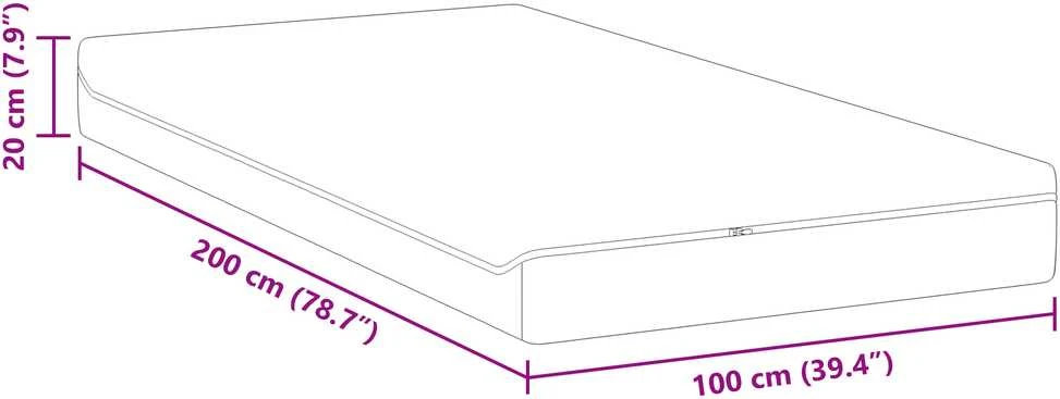 Čiužinys Vidutinio minkštumo 100 x 200 cm Balta ir pilka