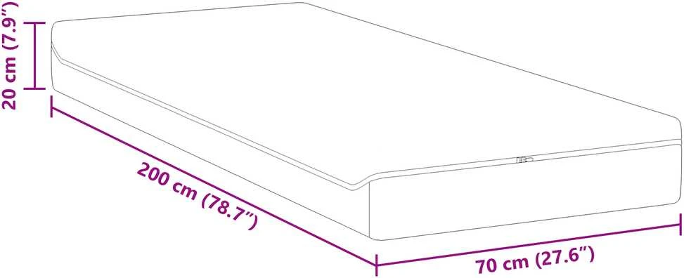 Čiužinys Vidutinio minkštumo 70 x 200 cm Balta ir pilka