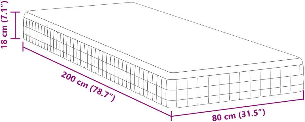 Čiužinys Vidutinio minkštumo 80 x 200 cm Balta ir pilka