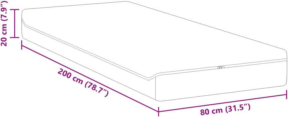 Čiužinys Vidutinio minkštumo 80 x 200 cm Balta ir pilka