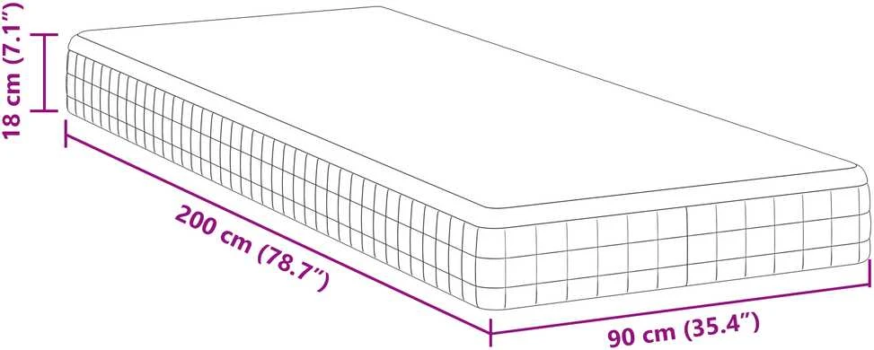 Čiužinys Vidutinio minkštumo 90 x 200 cm Balta ir pilka