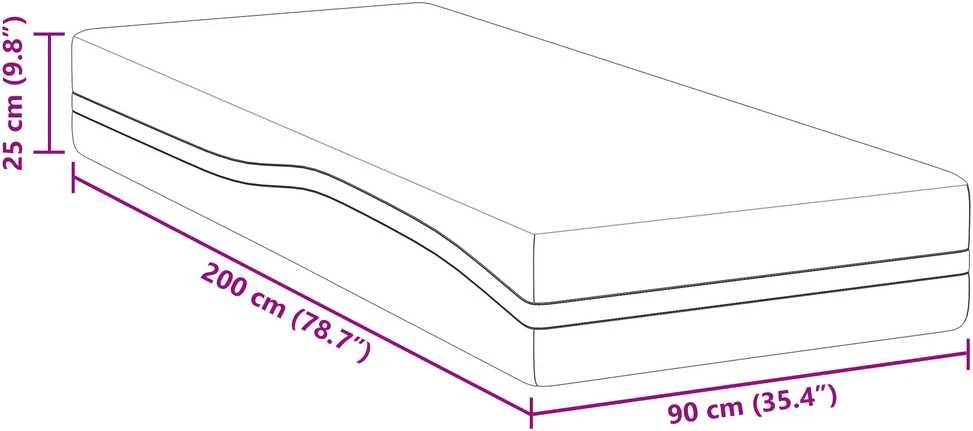 Čiužinys Balta ir pilka 90 x 200 cm Žakardinis audinys