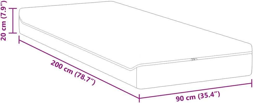 Čiužinys Vidutinio minkštumo 90 x 200 cm Balta ir pilka