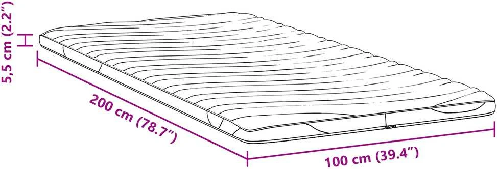 Čiužinys Čiužinio papildymas 100 x 200 cm storio Megztas audinys Balta