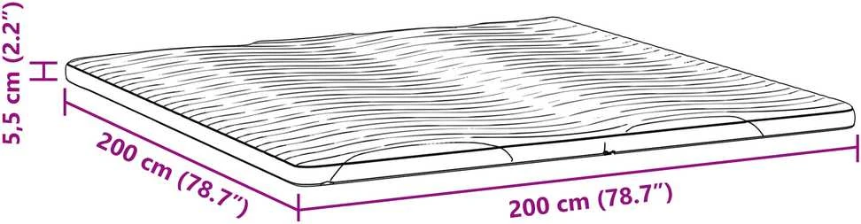 Čiužinys Čiužinio papildymas 200 x 200 cm storio Megztas audinys Balta
