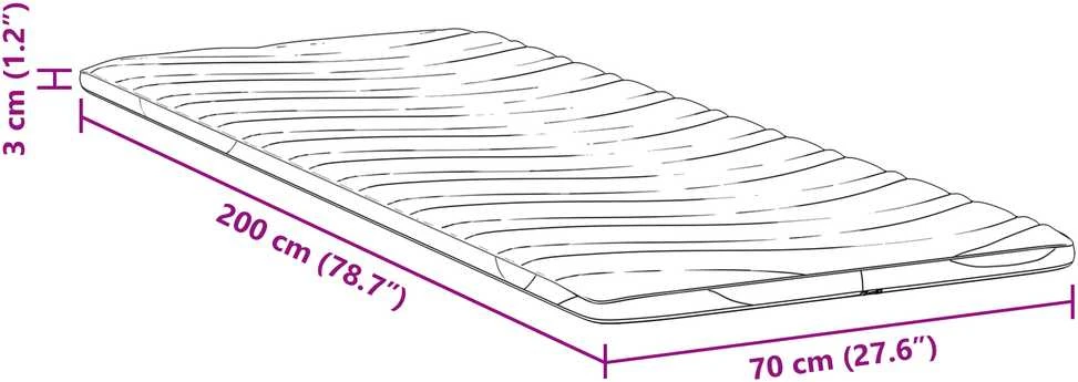 Čiužinys Čiužinio papildymas 70 x 200 cm storio Megztas audinys Balta