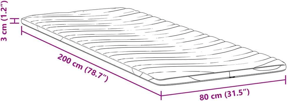 Čiužinys Čiužinio papildymas 80 x 200 cm storio Megztas audinys Balta