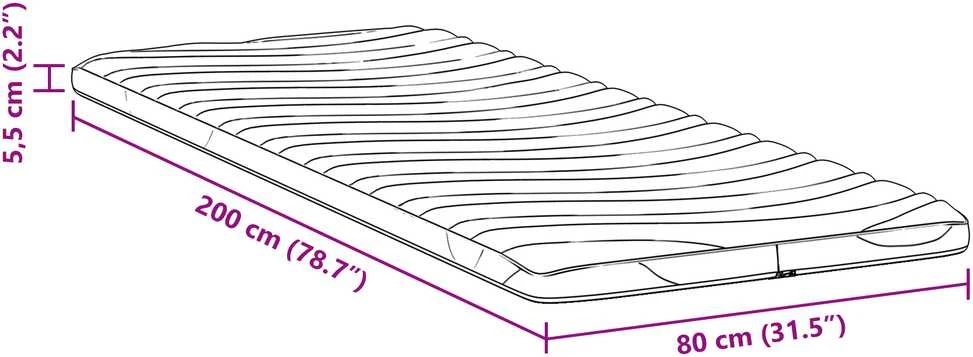 Čiužinio papildymas 80 x 200 cm storio Megztas audinys Balta