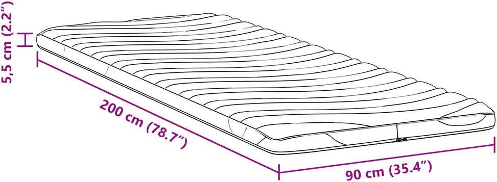 Čiužinys Čiužinio papildymas 90 x 200 cm storio Megztas audinys Balta