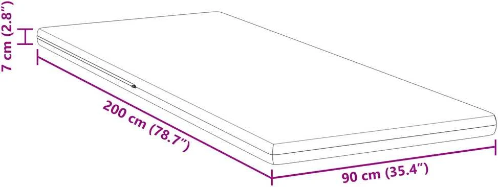 Čiužinys Čiužinio papildymas 90 x 200 cm storio Žakardinis audinys Balta