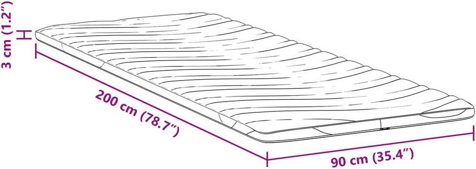 Čiužinys Čiužinio papildymas 90 x 200 cm storio Megztas audinys Balta