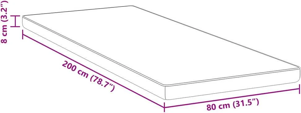 Čiužinys Čiužinio papildymas 80 x 200 cm storio Žakardinis audinys Balta