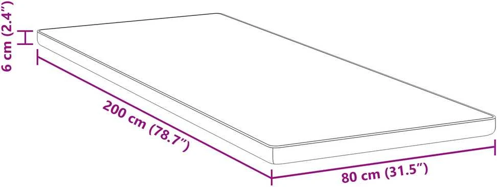 Čiužinys Čiužinio papildymas 80 x 200 cm storio Žakardinis audinys Balta