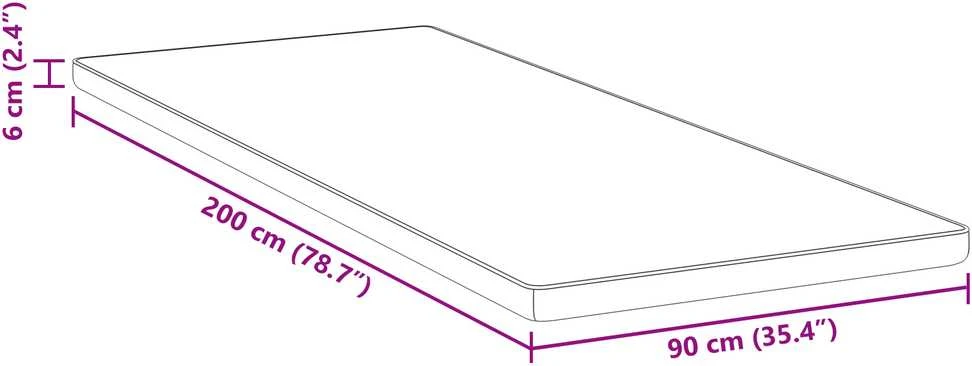 Čiužinys Čiužinio papildymas 90 x 200 cm storio Žakardinis audinys Balta