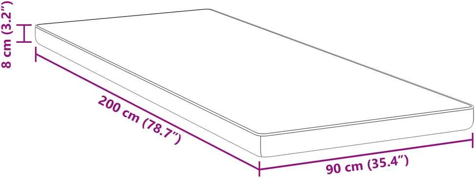 Čiužinys Čiužinio papildymas 90 x 200 cm storio Žakardinis audinys Balta