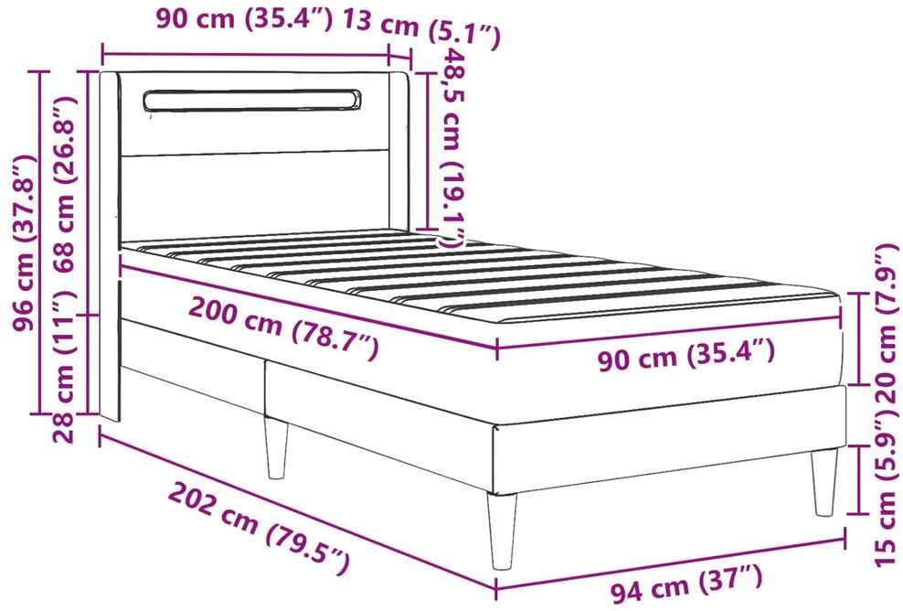 Čiužinys Lovos rėmas su čiužiniu Juoda 90 x 200 cm Dirbtinė oda