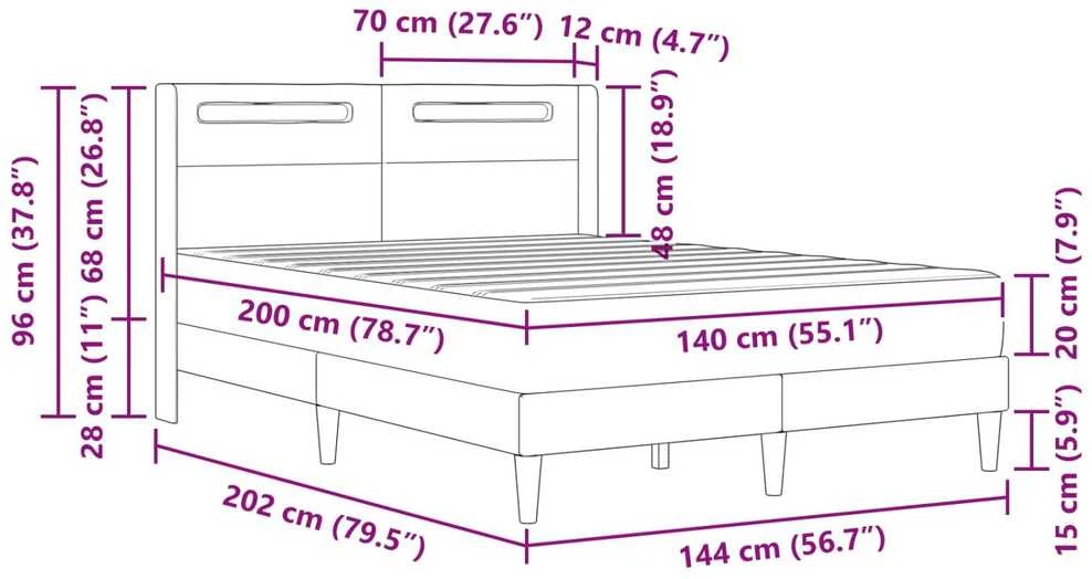 Čiužinys Lovos rėmas su čiužiniu Pilka 140 x 200 cm Dirbtinė oda