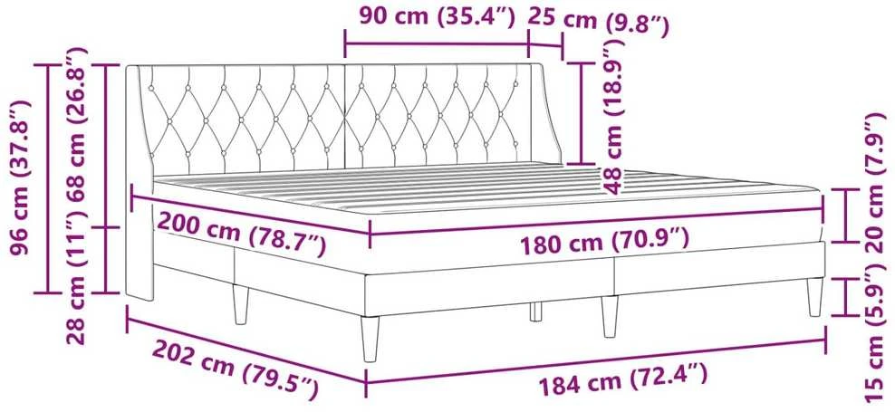 Čiužinys Lovos rėmas su čiužiniu su čiužiniu Mėlyna 180 x 200 cm Aksomas