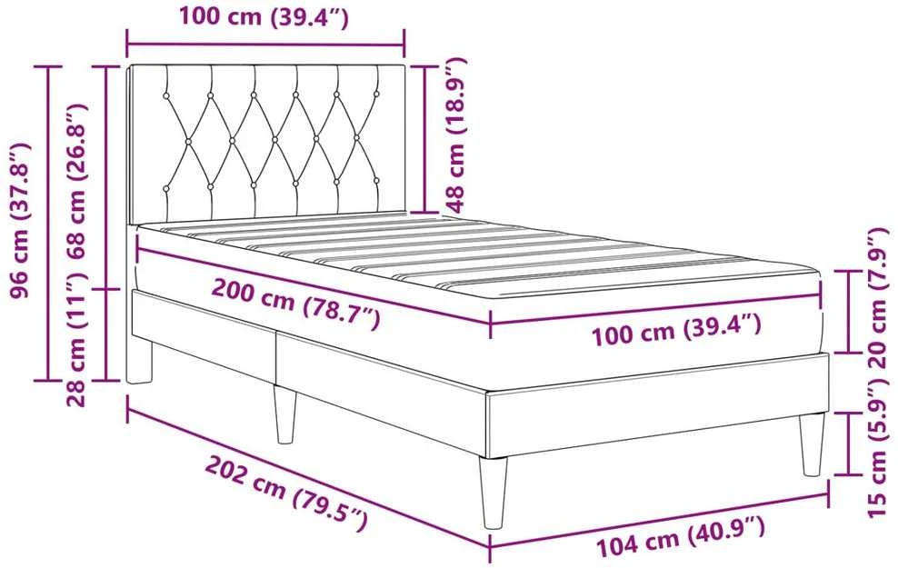 Čiužinys Lovos rėmas su čiužiniu Šviesiai pilka 100 x 200 cm Aksomas